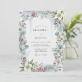 Sage Green Frosty Winter Wedding Kaart (Staand voorkant)