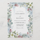 Sage Green Frosty Winter Wedding Kaart (Voorkant)