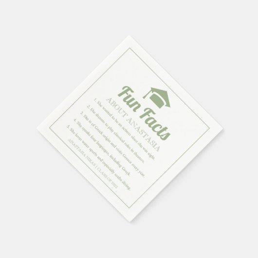 Sage green Fun Facts class van 2022 graduatiemap Servet (Hoek)