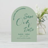 Sage Green Fun Gratis Drinken Save The Date Weddin Kaart (Staand voorkant)