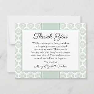 Sage Green Funeral Note Card Flat Bereavement Note Notitiekaartje