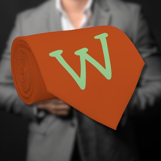 Sage Green Funny Initiaal Letter | Roest kleur Stropdas