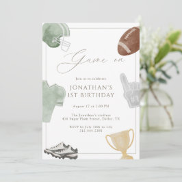 Sage Green Game On Football Birthday Kaart