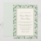 Sage Green Garden Chinoiserie Wedding Invitation Kaart (Voorkant / Achterkant)