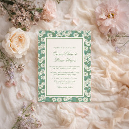 Sage Green Garden Chinoiserie Wedding Invitation Kaart