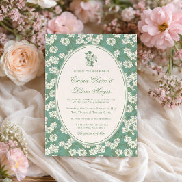 Sage Green Garden Chinoiserie Wedding Invitation Kaart