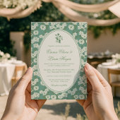 Sage Green Garden Chinoiserie Wedding Invitation Kaart