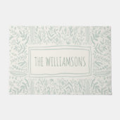 Sage Green Garden Floral Art Border Name Deurmat (Voorkant)