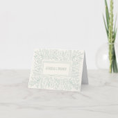 Sage Green Garden Floral Art Border Name Wedding Bedankkaart (Voorkant)