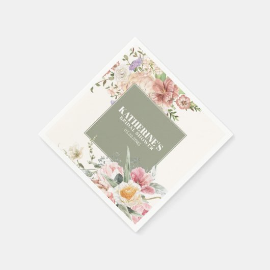 Sage Green Garden Flower Spring Bridal Shower Servet (Hoek)