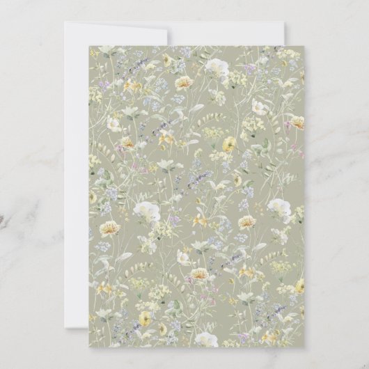Sage Green Garden Flowers Script Bridal Shower Kaart (Achterkant)