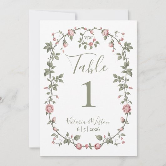 Sage Green Garden Party Tafelnummer (Achterkant)