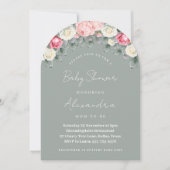 Sage Green  Garden Rozen Baby shower Kaart (Voorkant)