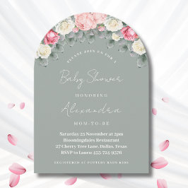 Sage Green  Garden Rozen Baby shower Kaart