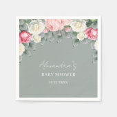 Sage Green Garden Rozen Baby shower Servet (Voorkant)