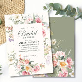 Sage green garden wildfloral spring Bridal shower Kaart