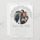 Sage Green Garland Foto Opslaan van de Datum Save The Date (Voorkant)