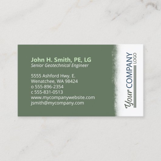 Sage Green, geborsteld wit met verticale Logo Visitekaartje (Voorkant)