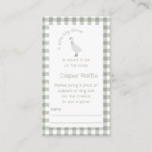 Sage Green Gekke Goose Luier Raffle Ticket Informatiekaartje (Voorkant)