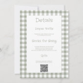 Sage Green Gekke Little Goose Baby shower QR Code Kaart (Achterkant)