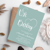 Sage Green Gender Modern Elegant Baby shower Kaart