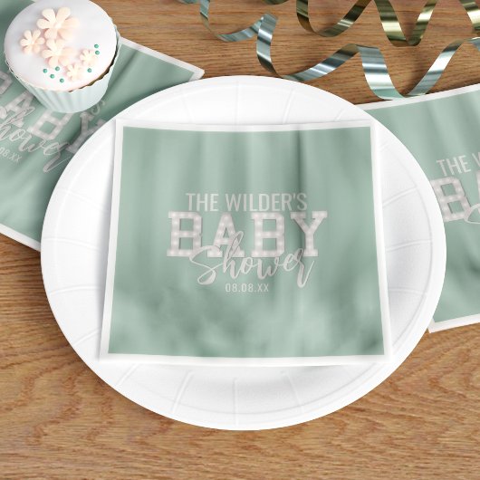 Sage Green Gender Neutraal Baby shower servetten