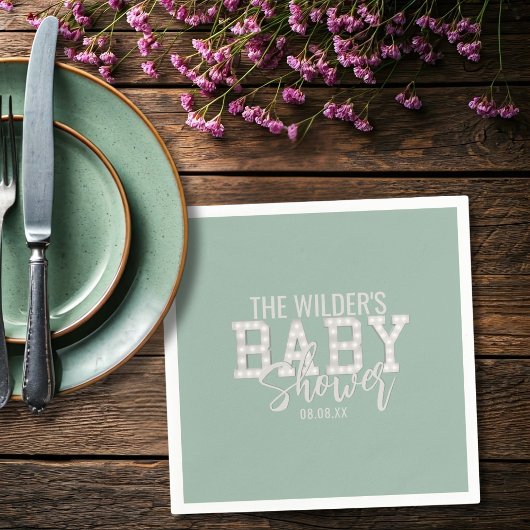 Sage Green Gender Neutraal Baby shower servetten