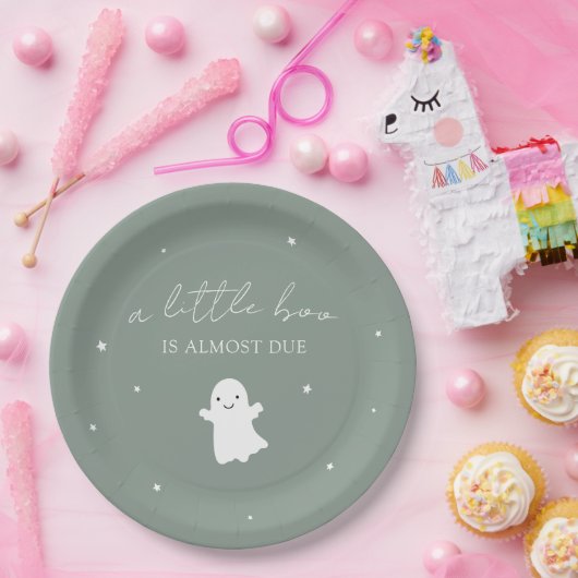 Sage Green Gender Neutral Herfst Baby shower Papieren Bordje (Feest)