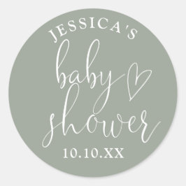 Sage Green Genderneutraal Baby shower Favoriet Ronde Sticker