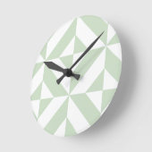 Sage Green Geometric Deco Cube Patroon Ronde Klok (Hoek)
