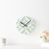 Sage Green Geometric Deco Cube Patroon Ronde Klok (Huis)