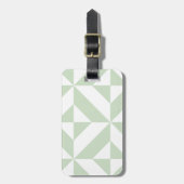 Sage Green Geometric Deco Cube Pattern Bagagelabel (Voorkant verticaal)
