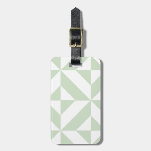 Sage Green Geometric Deco Cube Pattern Bagagelabel (Voorkant verticaal)