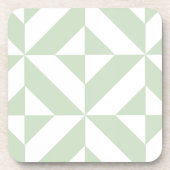 Sage Green Geometric Deco Cube Pattern Bier Onderzetter (Voorkant)