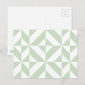 Sage Green Geometric Deco Cube Pattern Briefkaart (Voorkant / Achterkant)