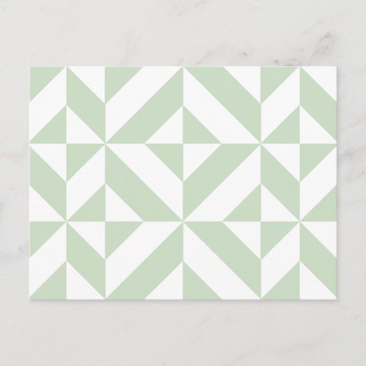 Sage Green Geometric Deco Cube Pattern Briefkaart (Voorkant)