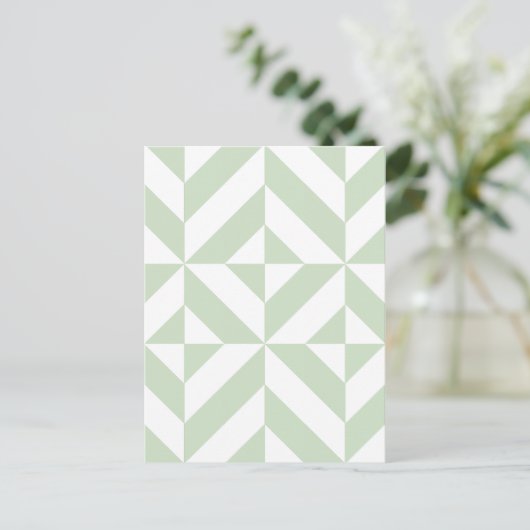 Sage Green Geometric Deco Cube Pattern Briefkaart (Staand voorkant)
