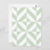 Sage Green Geometric Deco Cube Pattern Briefkaart (Voorkant / Achterkant)