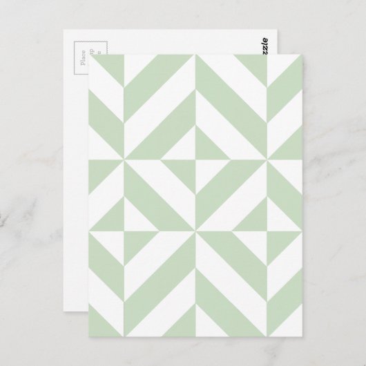 Sage Green Geometric Deco Cube Pattern Briefkaart (Voorkant / Achterkant)