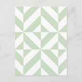 Sage Green Geometric Deco Cube Pattern Briefkaart (Voorkant)