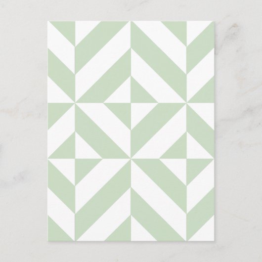 Sage Green Geometric Deco Cube Pattern Briefkaart (Voorkant)