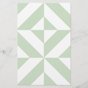 Sage Green Geometric Deco Cube Pattern Briefpapier