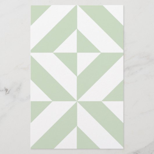 Sage Green Geometric Deco Cube Pattern Briefpapier (Voorkant)