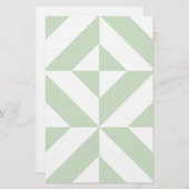 Sage Green Geometric Deco Cube Pattern Briefpapier (Voorkant / Achterkant)