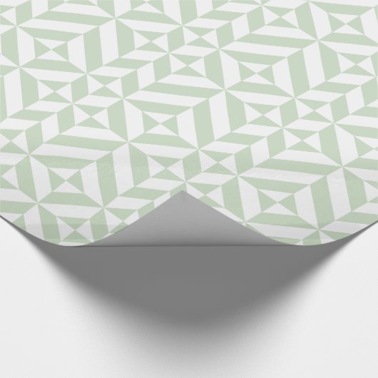 Sage Green Geometric Deco Cube Pattern Cadeaupapier (Hoek)
