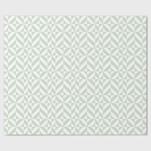 Sage Green Geometric Deco Cube Pattern Cadeaupapier (Vlak)