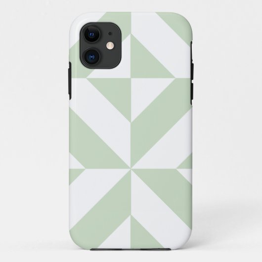 Sage Green Geometric Deco Cube Pattern Case-Mate iPhone Case (Achterkant)