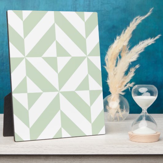 Sage Green Geometric Deco Cube Pattern Fotoplaat (Zijkant)