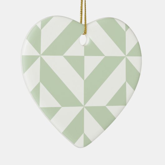 Sage Green Geometric Deco Cube Pattern Keramisch Ornament (Rechts)