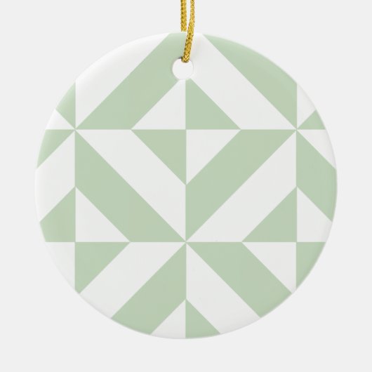 Sage Green Geometric Deco Cube Pattern Keramisch Ornament (Voorkant)